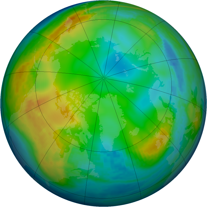 Arctic ozone map for 20 December 1982